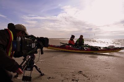 mit den Seekajaks auf der Sandbank